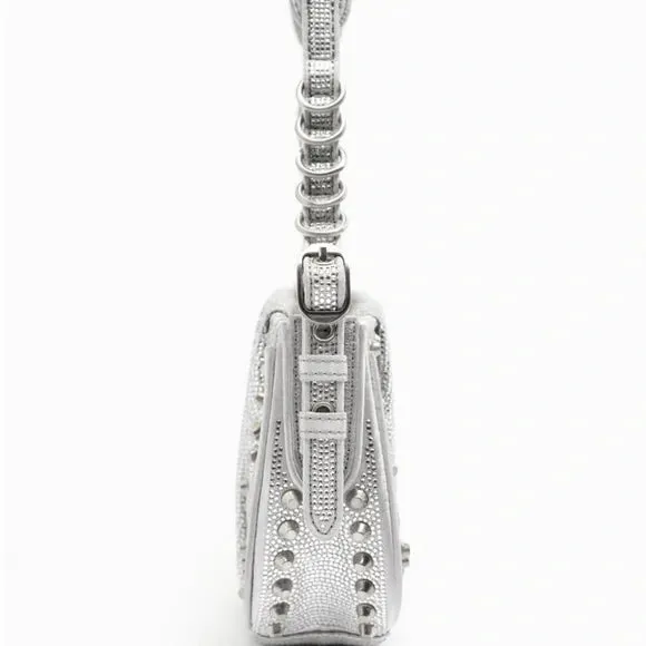 Zara silver studded shoulder bag