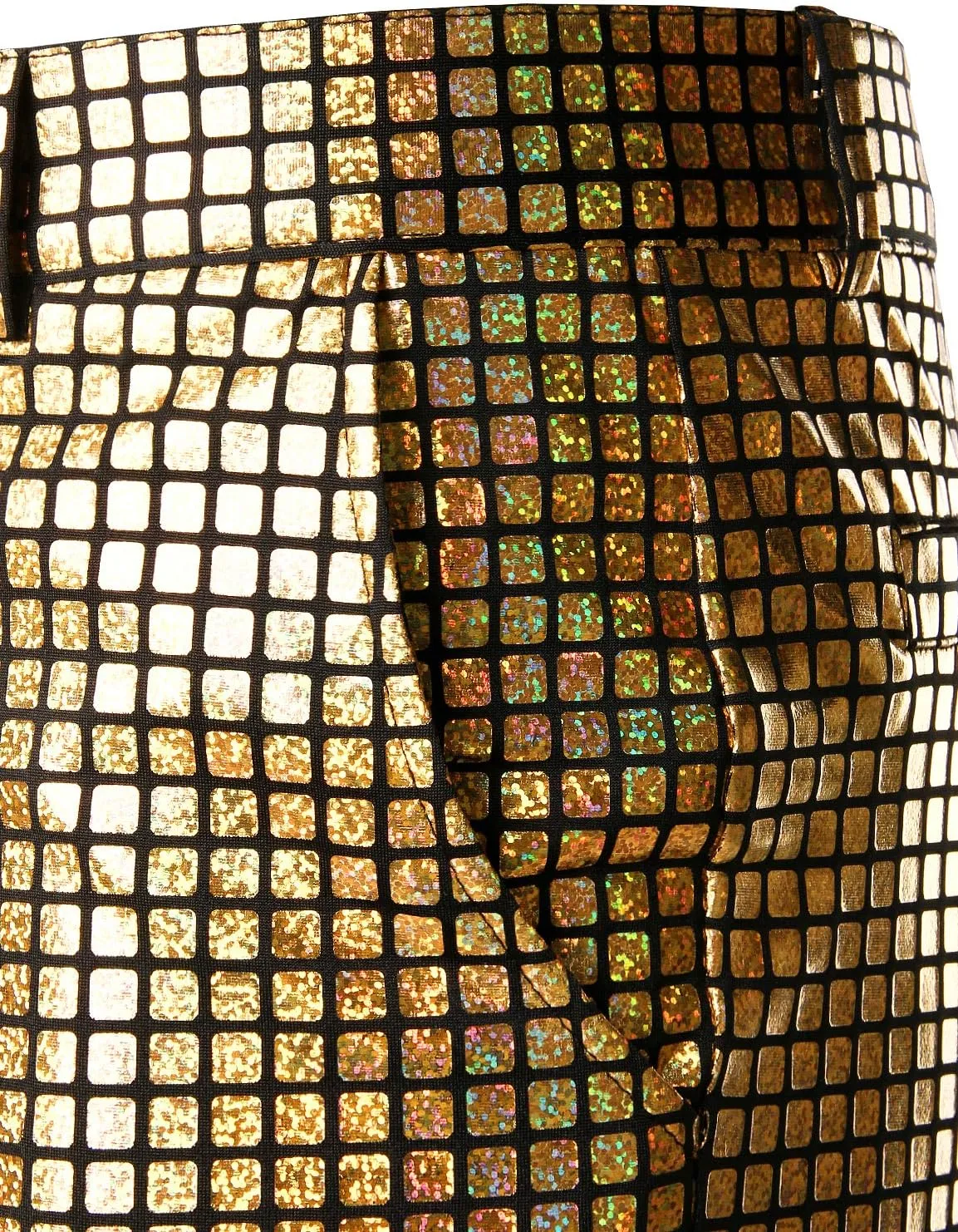 ZEROYAA Mens Night Club Metallic Gold Suit Pants/Straight Leg Trousers