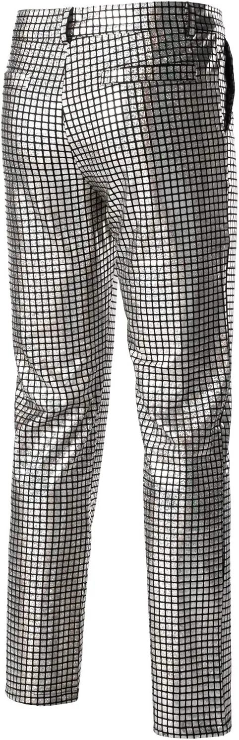 ZEROYAA Mens Night Club Metallic Gold Suit Pants/Straight Leg Trousers