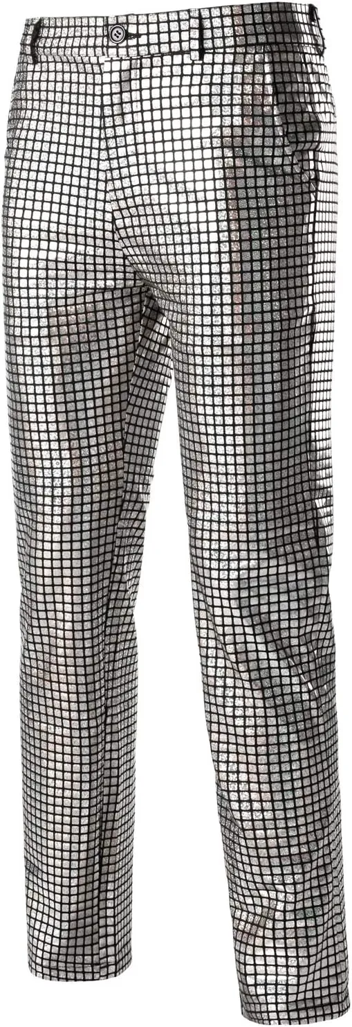 ZEROYAA Mens Night Club Metallic Gold Suit Pants/Straight Leg Trousers