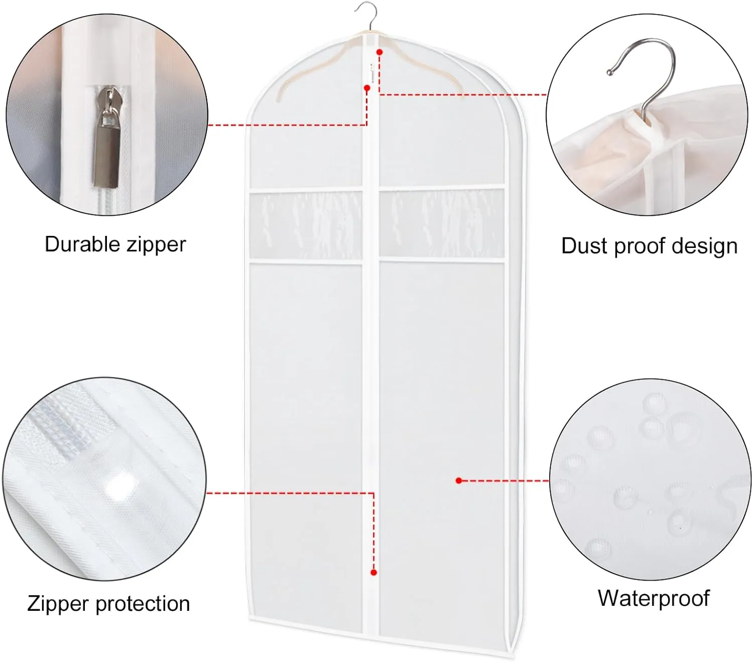 Zilink Clear Suit Coat Bags for Storage 50-inch Dress Bags for Hanging Clothes with 3" Gusset Suit Cover Bag for Coat, Dress Closet Storage